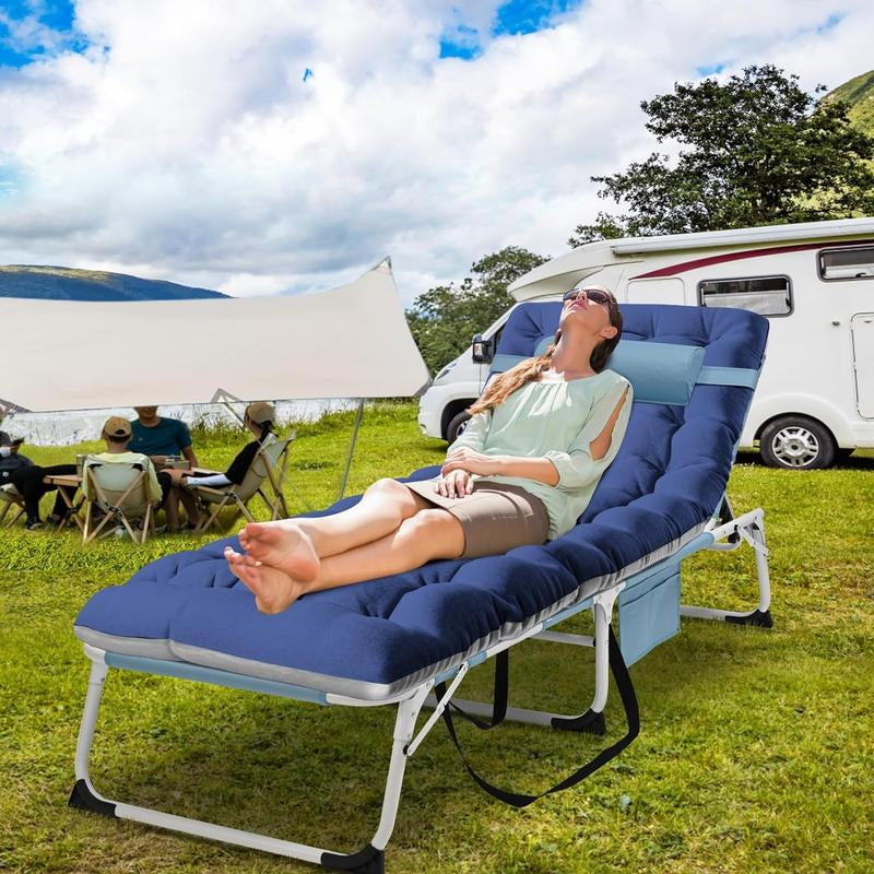 Docred Face down Tanning Chair with Cushion,Oversized 5-Position Recliner, Detachable Pillow, Portable Chaise Lounge for Sunbathing, Beach, Pool, Camping